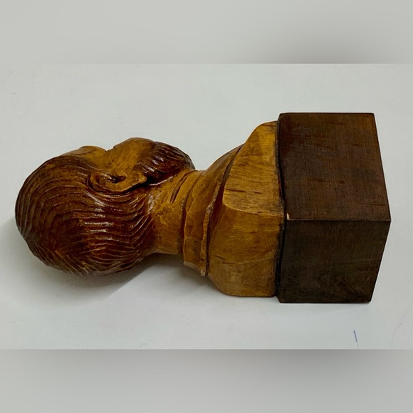 Vintage Hand Carved Wooden Spanish Sancho Panza Don Quixote Bust Statue - Picture 11 of 16